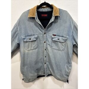 Wolverine Men's Distressed Lined Jean Jacket Shirt Size: Fits Like‎ A L Or XL